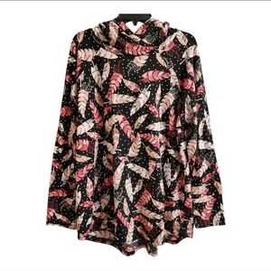 Lularoe Womens Multicolor Feather Printed Long Sleeve Hooded Sweater Plus Sz 2XL
